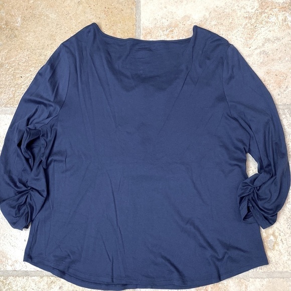 Chico’s Henley Shirt top purple curvy girl Sz 3 3/4 Button down pop over casual - Picture 2 of 7